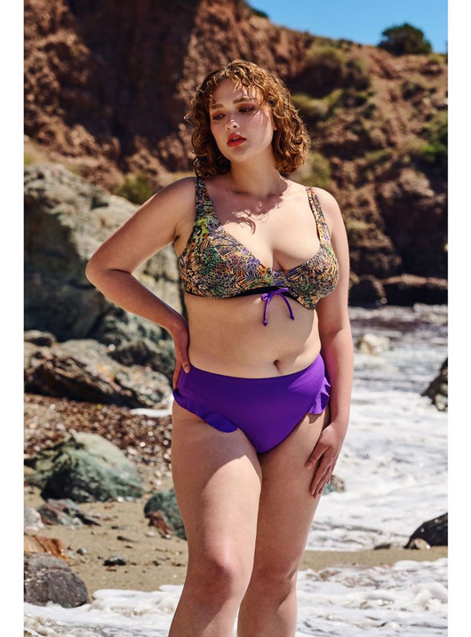Μαγιό Cozy & Kini Top με Animal Print Λεπτομέρεια και Μπανέλα
