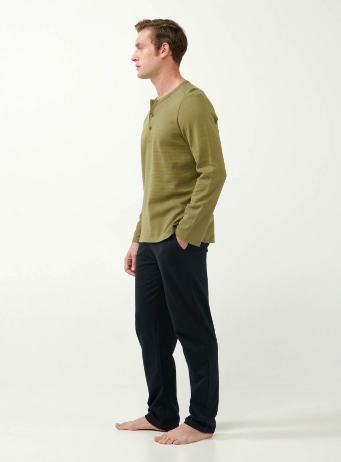 VAMP ΑΝΔΡΙΚΗ ΜΠΥΖΑΜΑ 21645 100% ΒΑΜΒΑΚΙ ΖΑΚΑΡ Placket Long